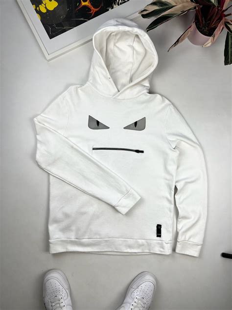 fendi monster hoodie white|Fendi monster eyes hoodie.